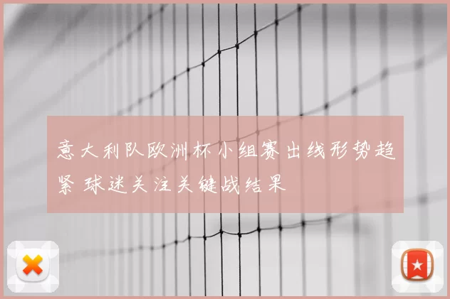 意大利队欧洲杯小组赛出线形势趋紧 球迷关注关键战结果
